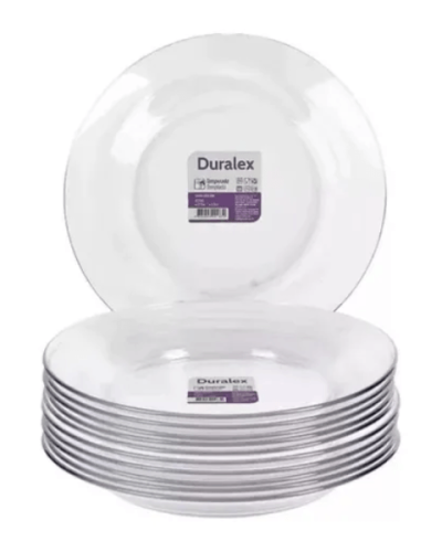 Jogo De Pratos Duralex Astral Fundo Transparente 24 Unidades Liso
